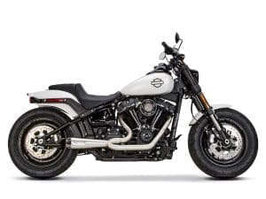 Comp-S 2-into-1 Exhaust - Stainless Steel with Carbon Fiber End Cap. Fits Softail 2018up with Non-240 Rear Tyre.