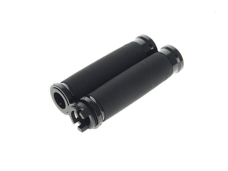 Custom Contour Handgrips - Black. Fits Indian Scout 2015-2024 High-quality motorcycle handlebar grips, black textured finish, perfect for Revelry Motorcycles.