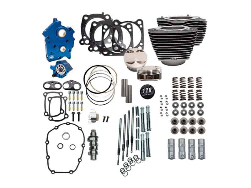 Power Pack - 129ci Big Bore Kit with Chain Drive 550 Camshaft Blue motorcycle engine parts and maintenance kit for top performance.